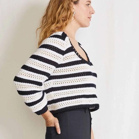 Apiece Apart Sari Corchet Cropped Sweater Size Small - Picture 3 of 11